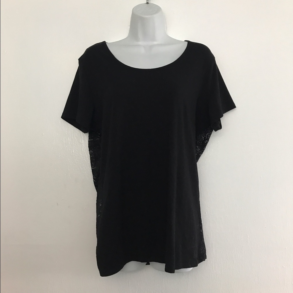 Ambience black knit Top w/ stretch lace back