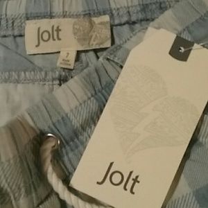 Nwt chambray checkered drawstring shorts