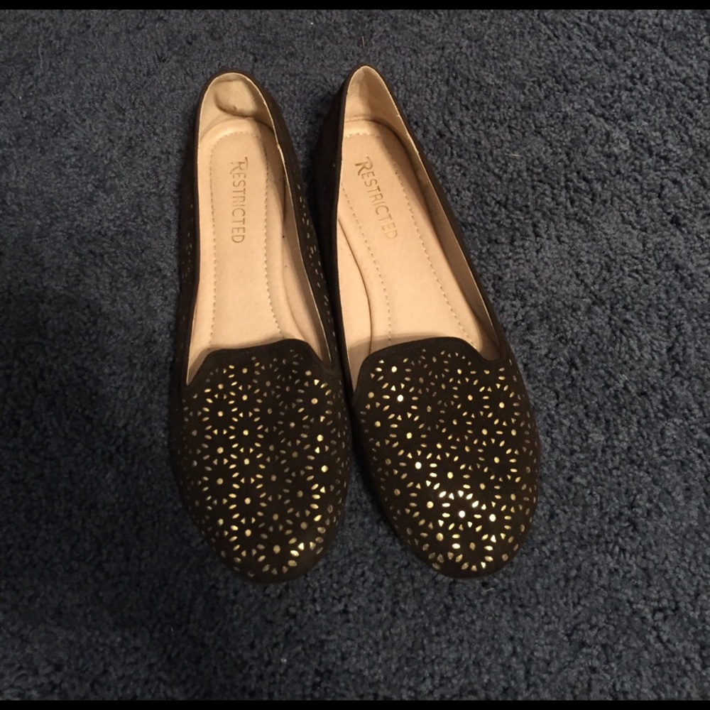 Brown and gold women's flats