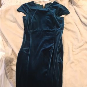 Velvet blue/green Cap Sleeve Pencil dress