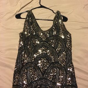 Black and gold sequin flapper dress 1920's