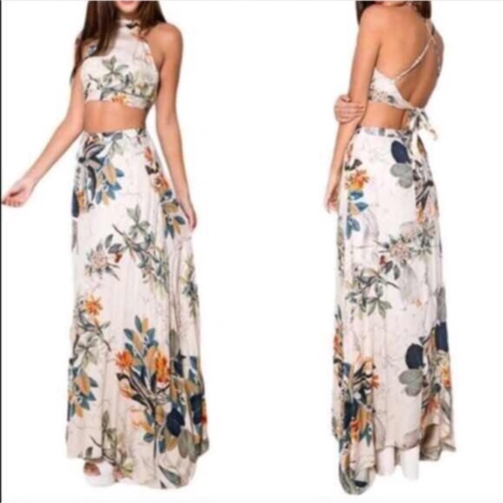 NEW 2 Piece Crop Top With Skirt - Picture 2 of 8