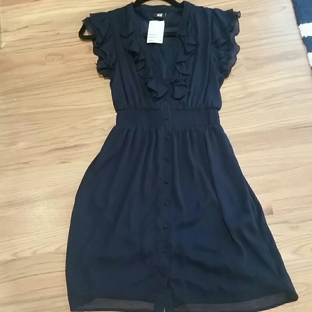 Navy blue ruffle dress