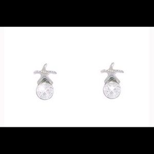 Sea Star clear Crystal and Silvertone earrings.