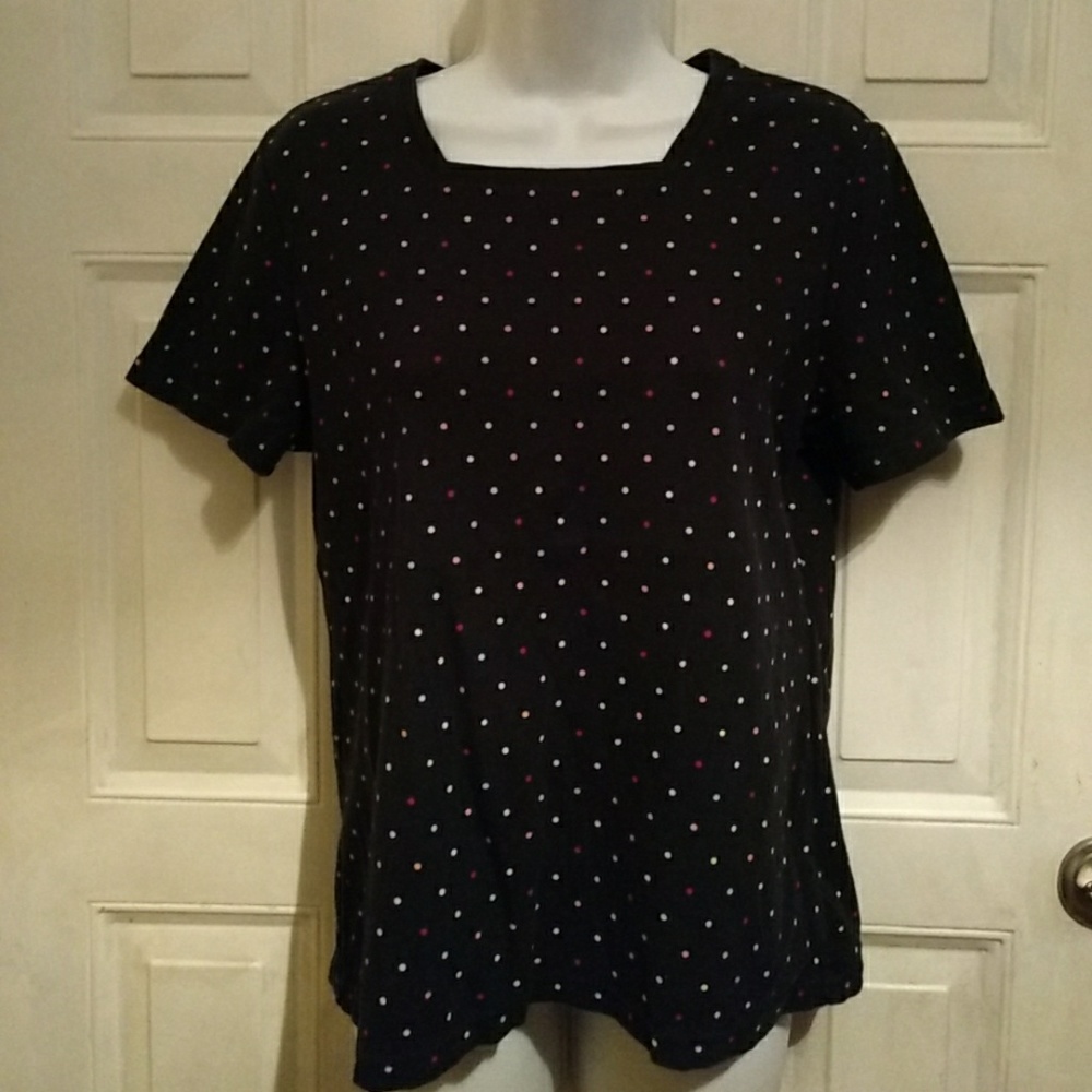Navy blue polka dot shirt