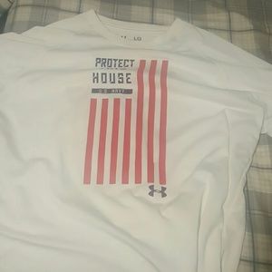 White under armour US Navy shirt.