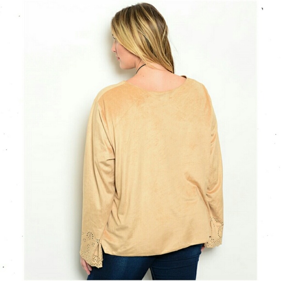 (Plus) Curvy Boho Camel Tan Tunic Top - Picture 2 of 2