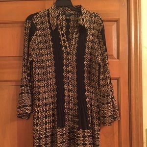 Gold and black tunic top