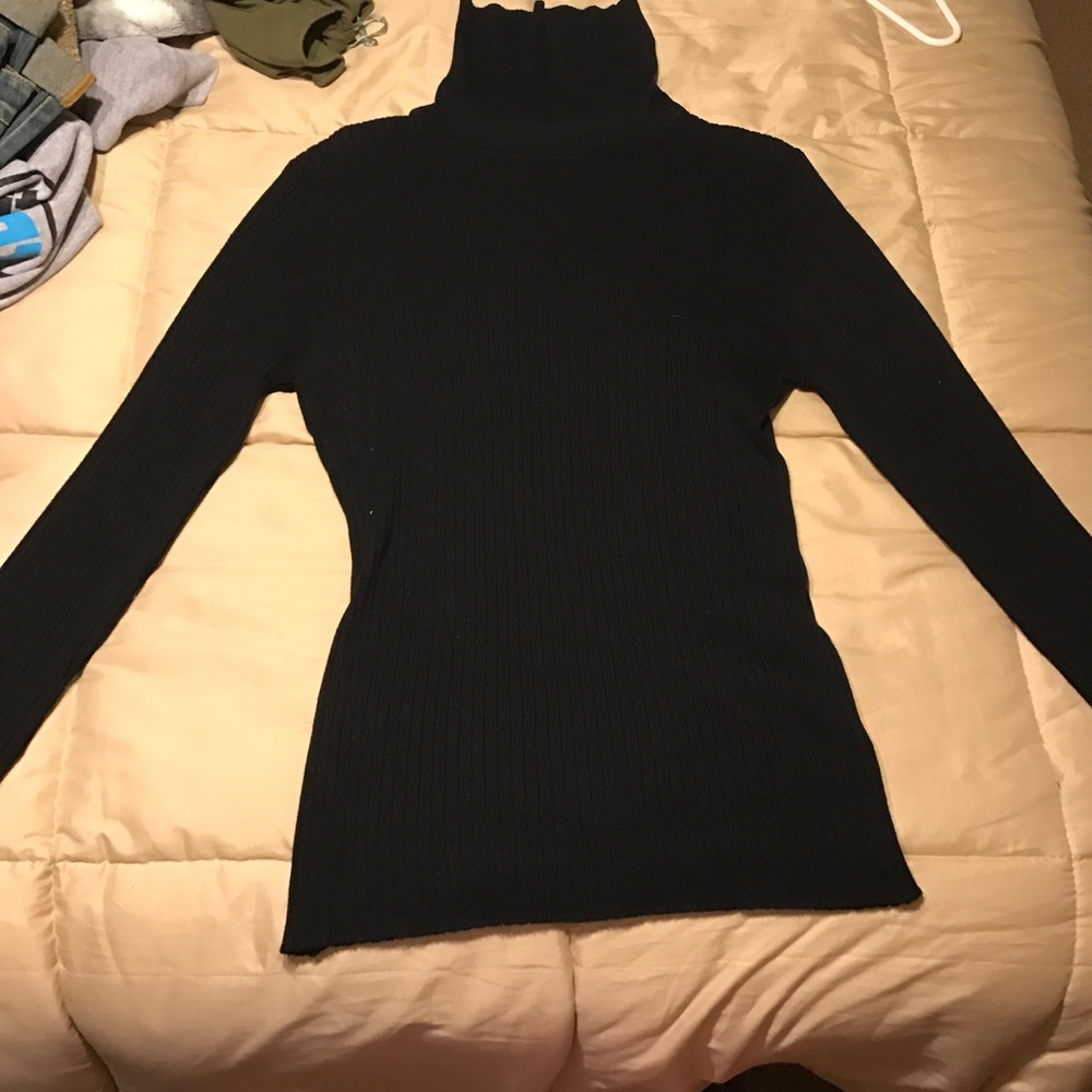 Black midi turtleneck sweater