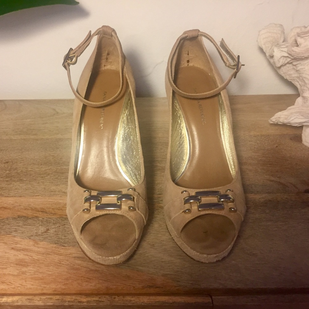 Banana Republic Suede Ankle Strap Wedges