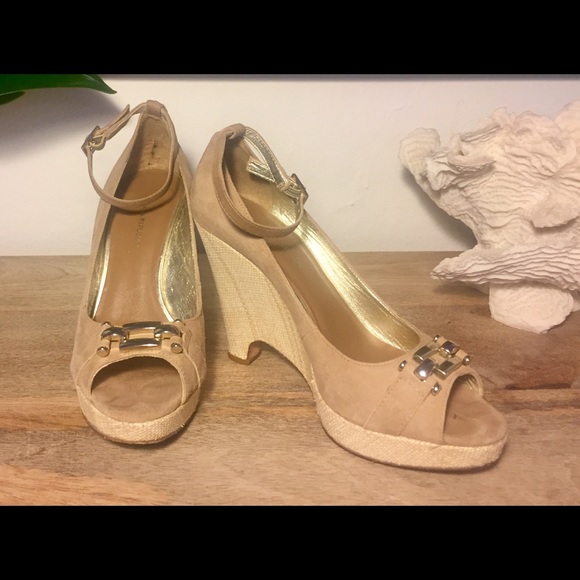 Banana Republic Suede Ankle Strap Wedges - Picture 3 of 6
