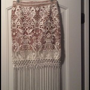 Brand New white Lace fringe skirt