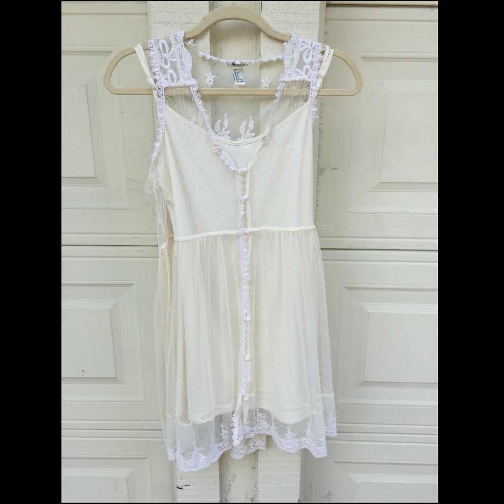 NWOT forever 21 cream lace dress with slip