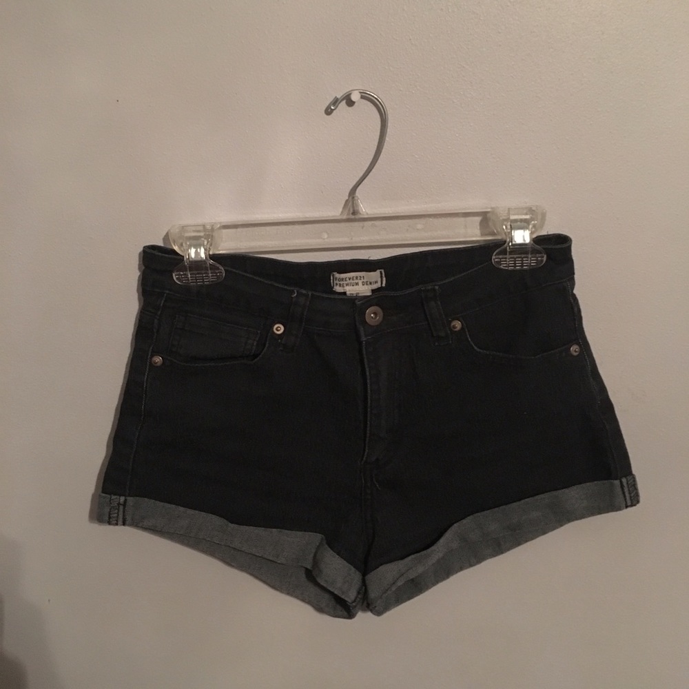 black high waisted cuffed shorts
