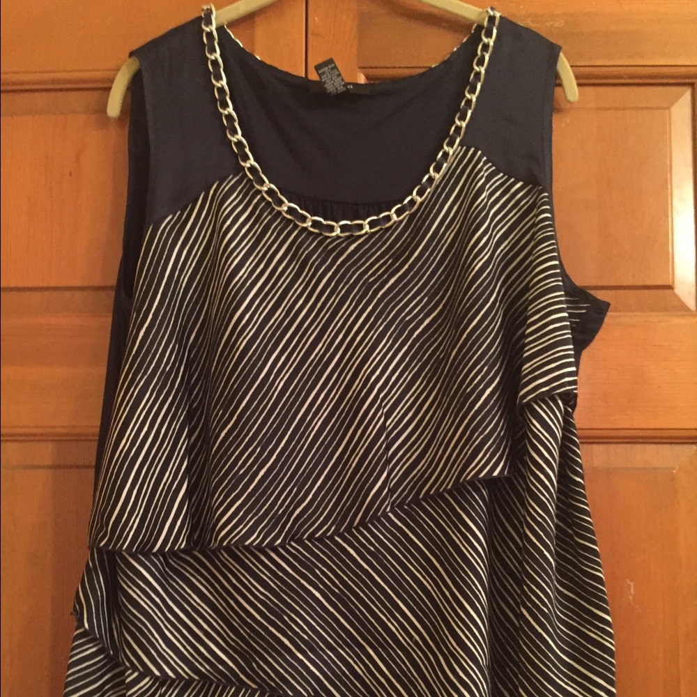 Navy and white striped top