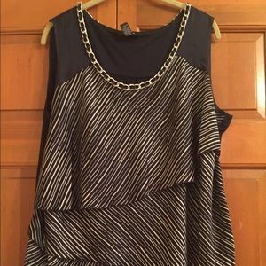 Navy and white striped top