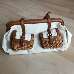 Savoy canvas purse with leather straps Savoy canvas purse with leather straps