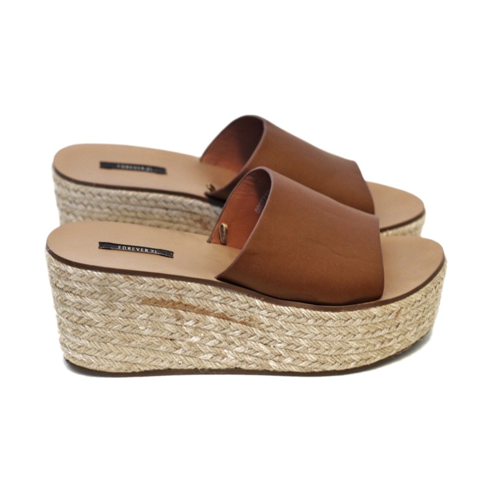 F21 Flatform Espadrille Cognac Sandals