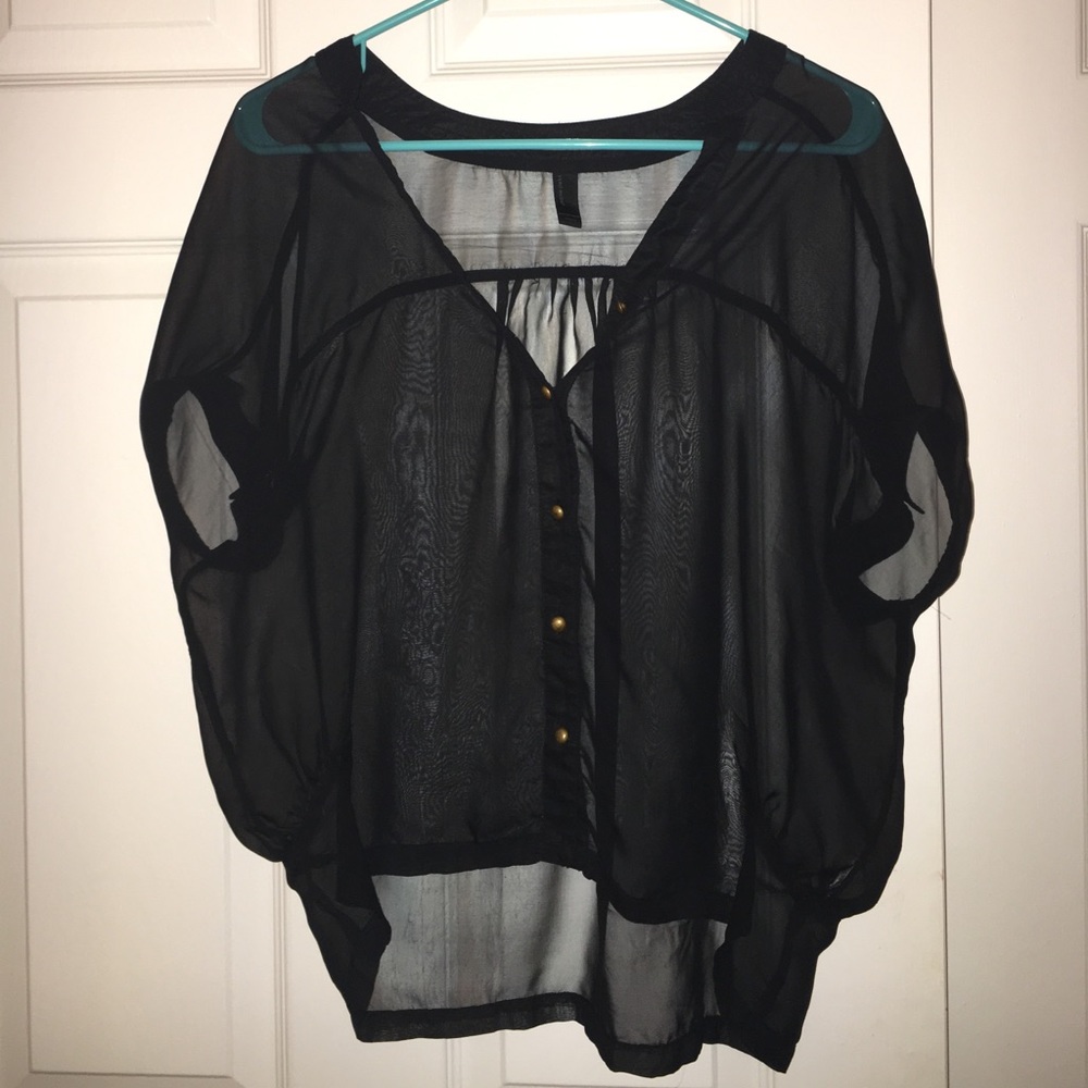 Vero Mode see-through black chiffon top