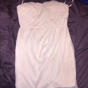 Short, white/cream, strapless dress