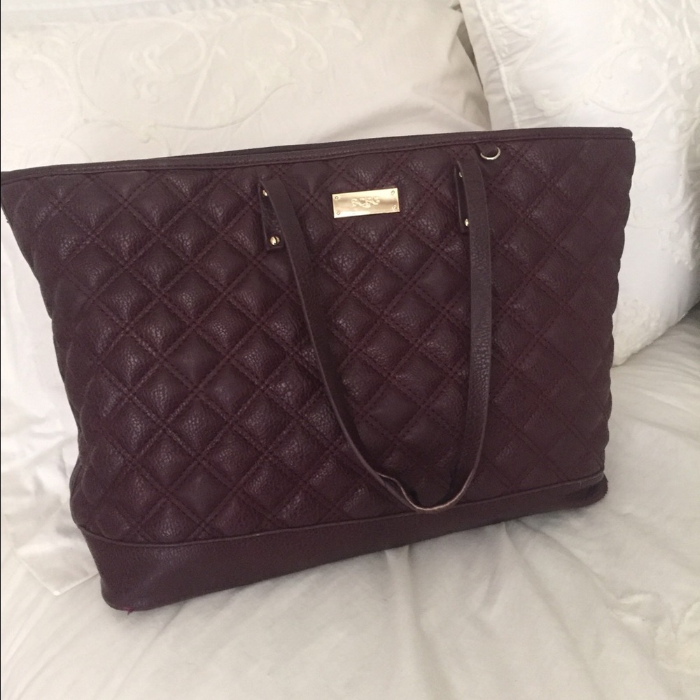 BCBG Paris Merlot Colored Quilted Tote Bag As-Is