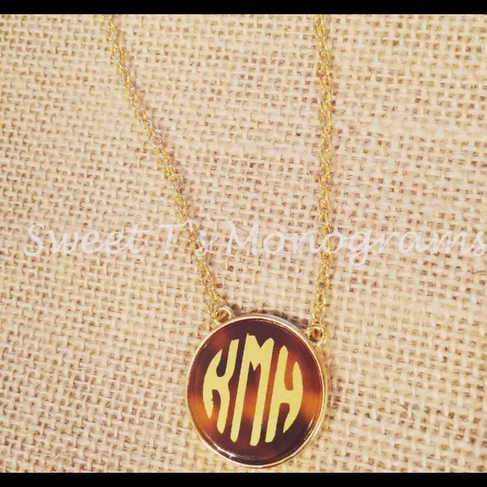 Monogram Tortoise Shell Necklace - Picture 2 of 6