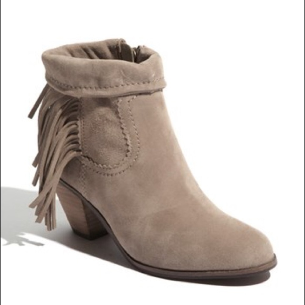 6.5, Sam Eldeman, Louie fringe booties, tan suede