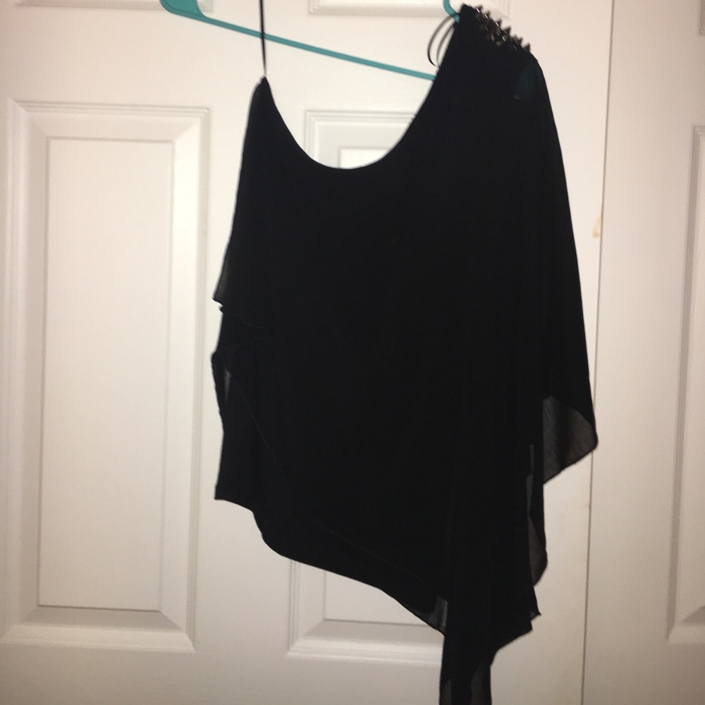 ZARA Off the shoulder black studded top