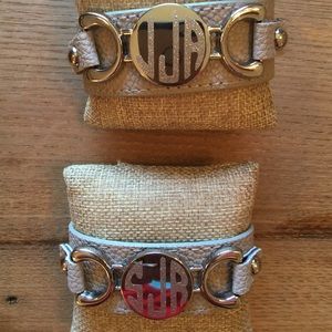 Monogram Faux Leather Cuff Bracelet
