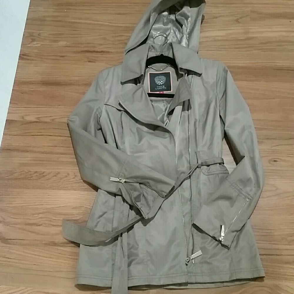 Vince camuto rain trench coat w/ removable hood