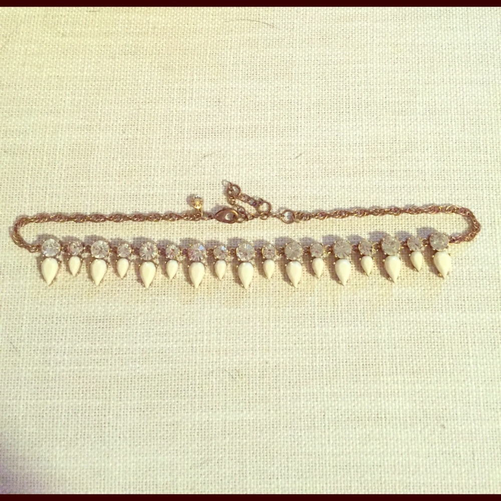Jcrew necklace . Rests right above collar Bone.