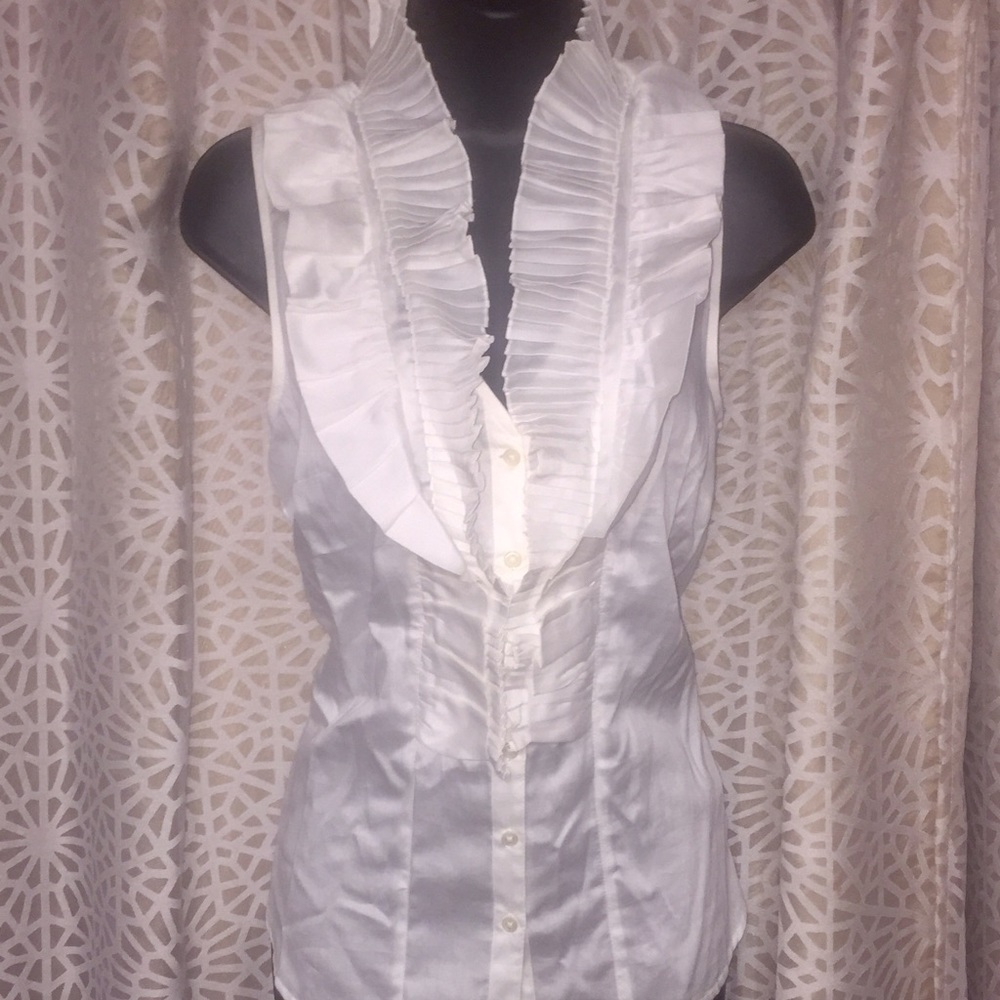 White ruffle blouse