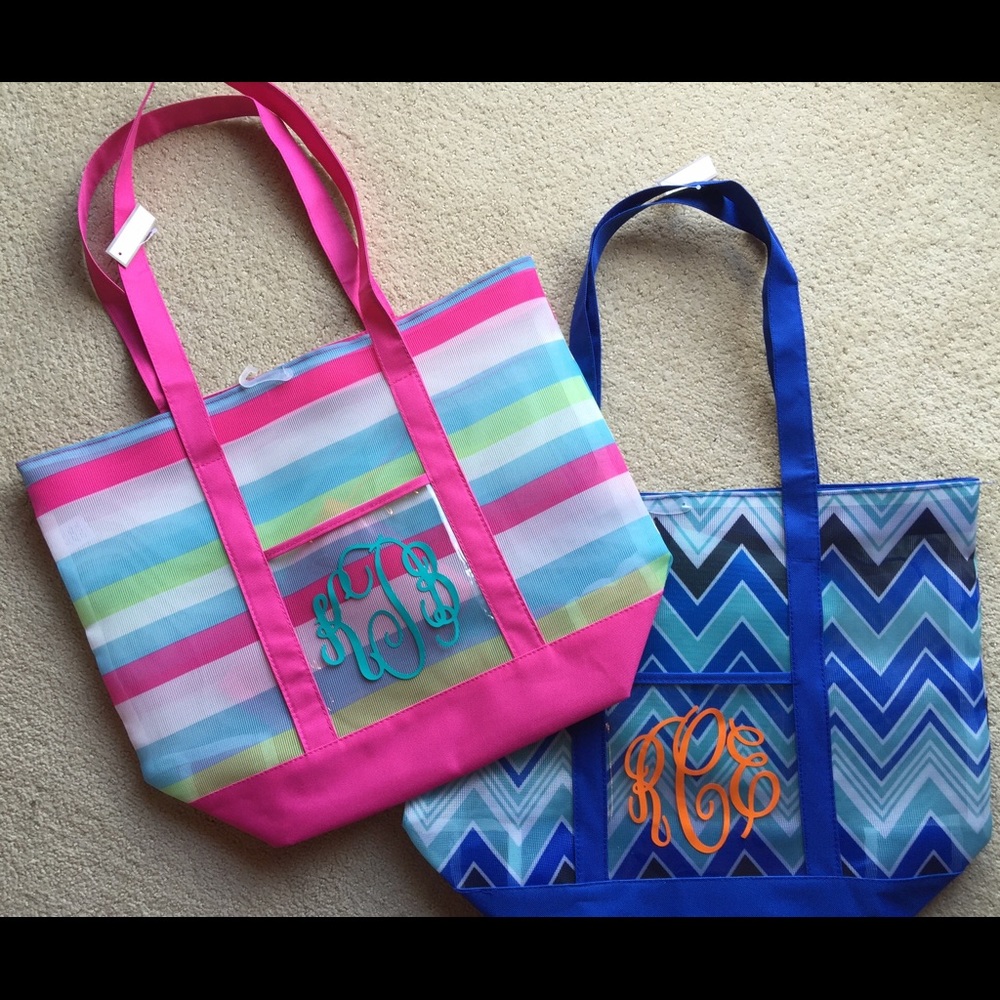 Monogram Mesh Beach Bag Tote