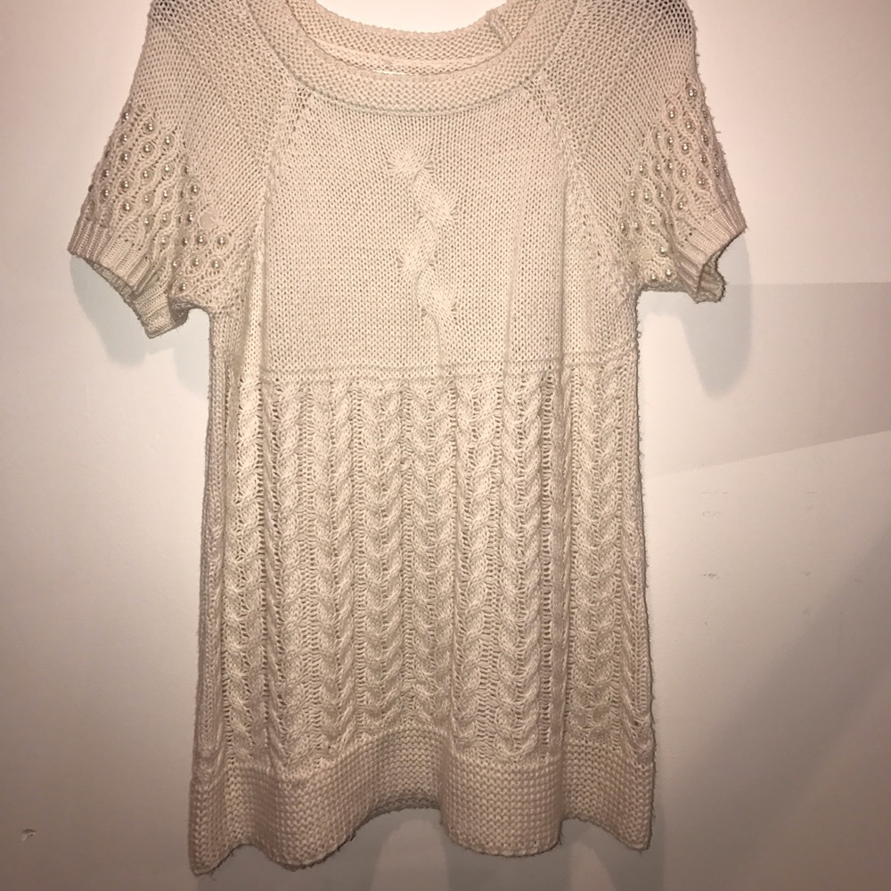 Spring Sweater with Pearl Detail on Sleeves