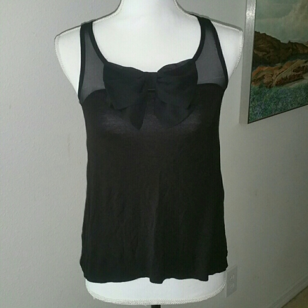 Sz 4 Black Sleeveless Top with Bow