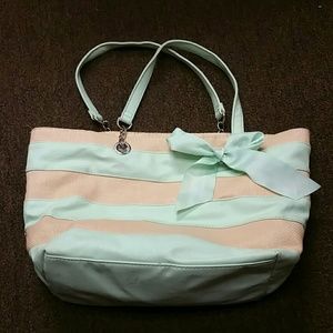 Mint and cream tote bag
