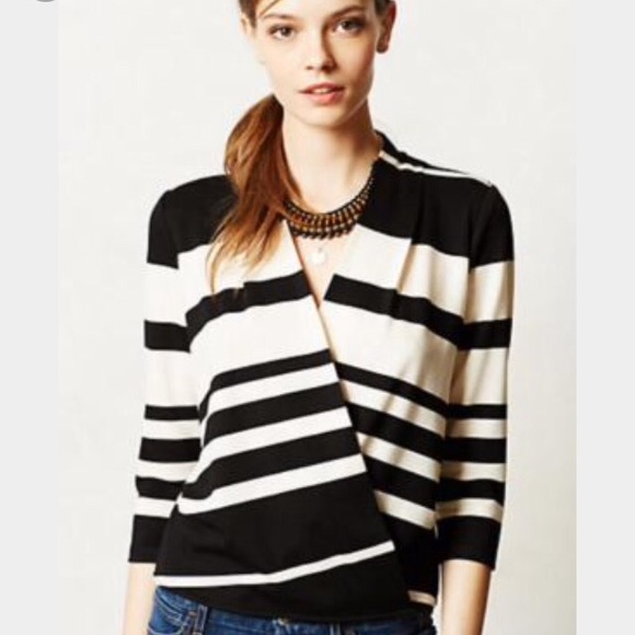Anthropologie Tops - Anthropologie Deletta Striped Faux Wrap Top