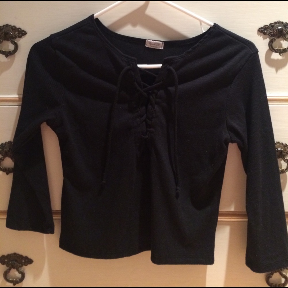 Black lace up top