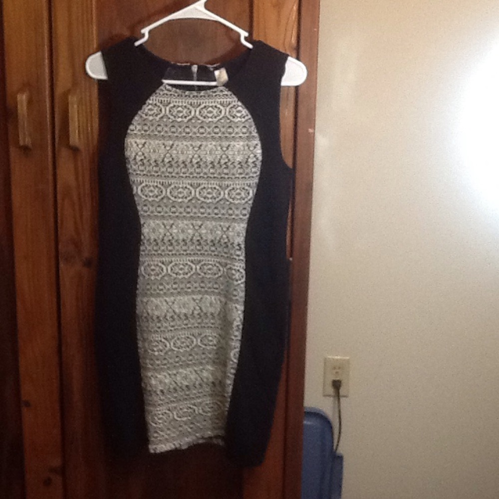 Divided Black and White Bodycon Dress