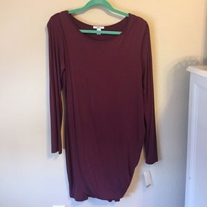 Bar III LS Draped Cotton Dress