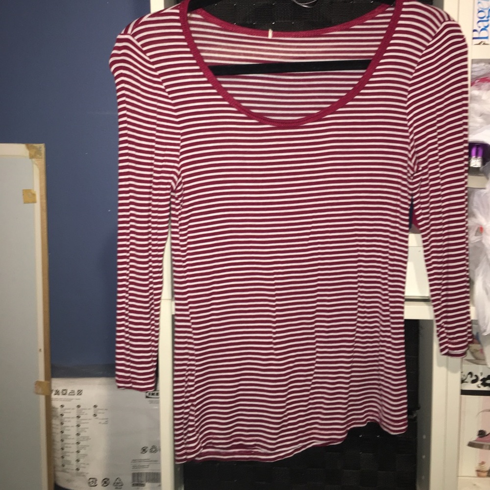 Burgundy and white shirt