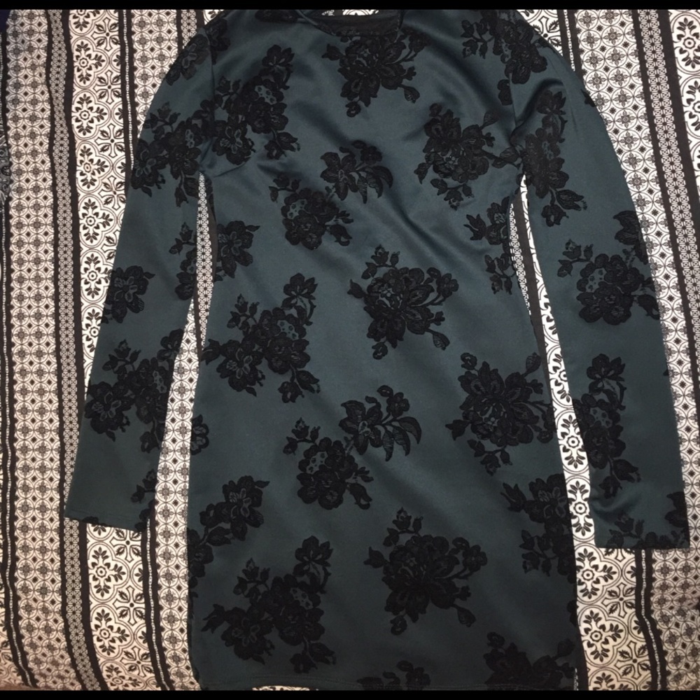 Dark green floral Dress