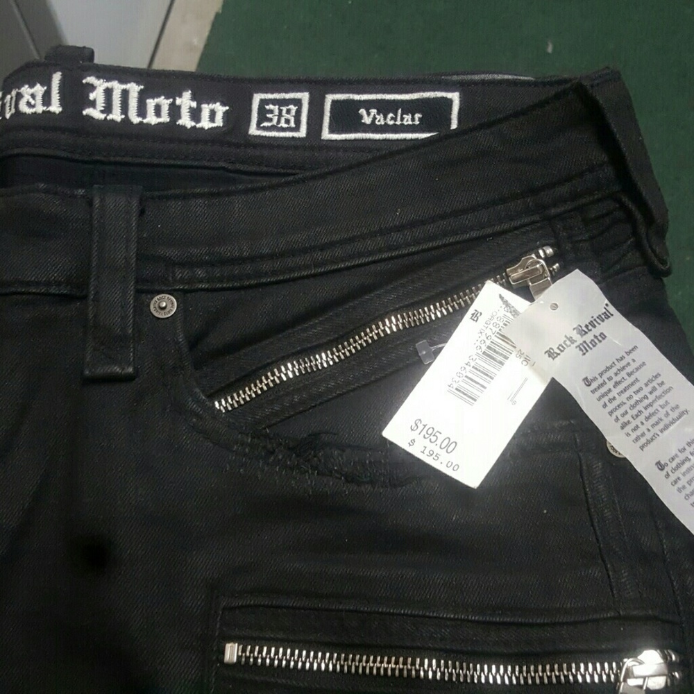 MENS ROCK REVIVAL MOTO JEANS