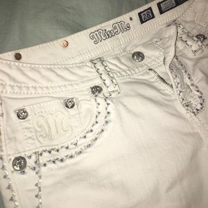 White Miss Me Capris with Light Blue Stitching 28