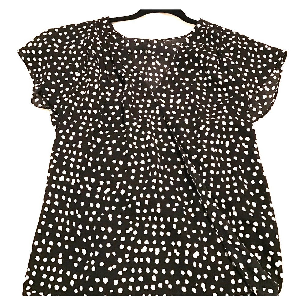 Banana Republic Drape Neck Polka Dot Blouse