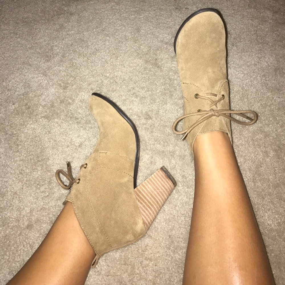 Tan lace up booties