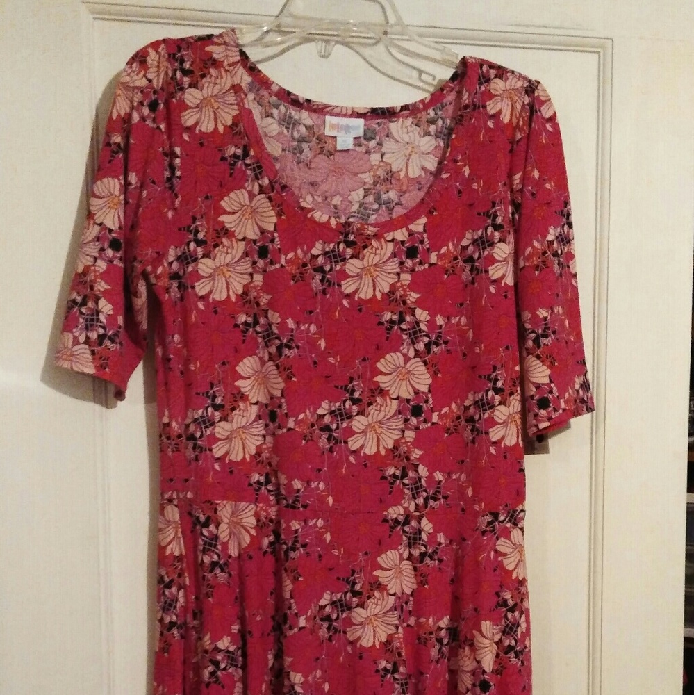 LuLaRoe Nicole dress XL pink floral spring Easter