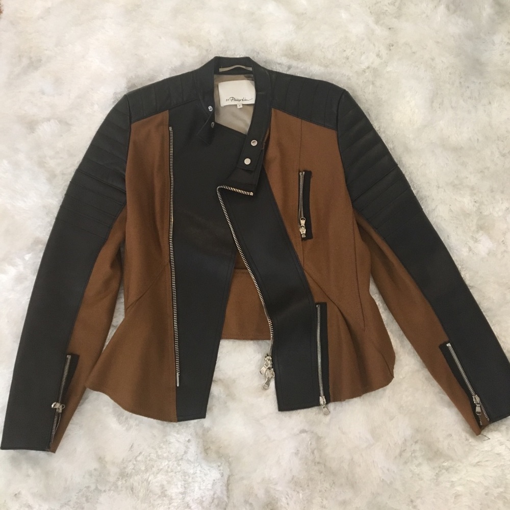 AUTH* 3.1 Phillip Lim Peplum leather moto jacket