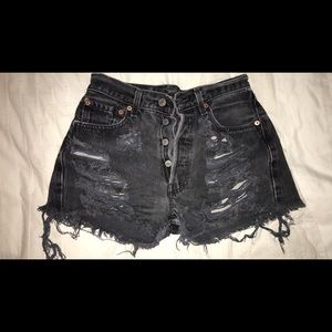 Black denim Levi's high waisted shorts