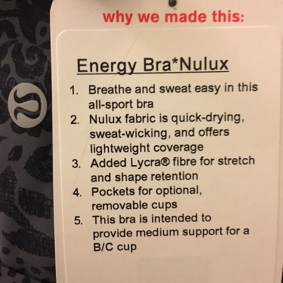 RARE🌟NWT Energy Bra Nulux - Sz6 - Gray Lace Print - Picture 7 of 8